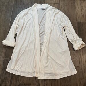 Columbia Womens White Long Sleeve Open Front Cardigan Roll Tab Size‎ M